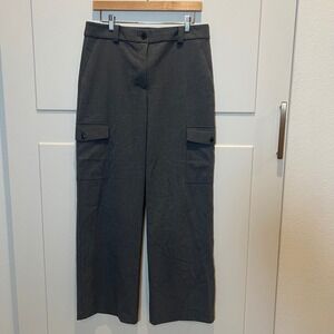 Loft Gray Career Cropped Wide Leg Cargo Pants Women's Size‎ 8 Work Trousers